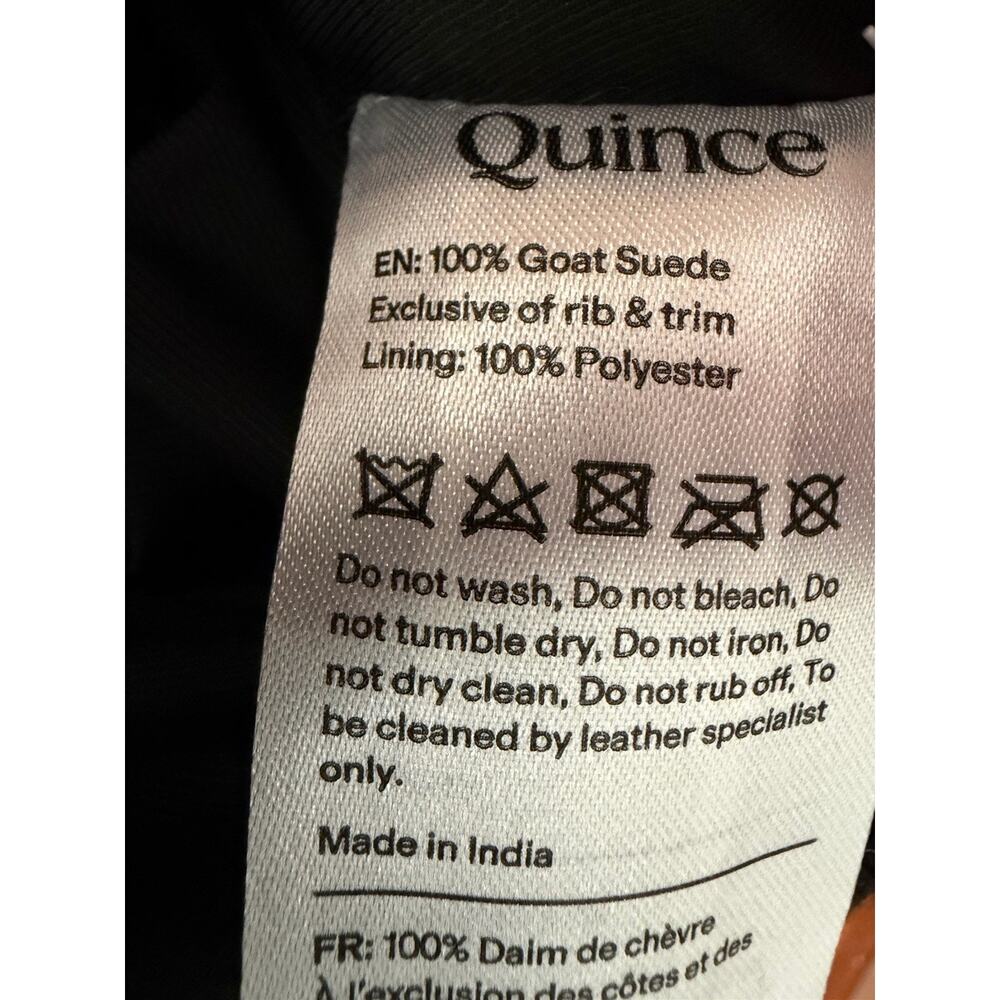 NWT Quince Men 100% Goat Suede Bomber Jacket •Men L• True Black Coat $225 - Picture 8 of 10